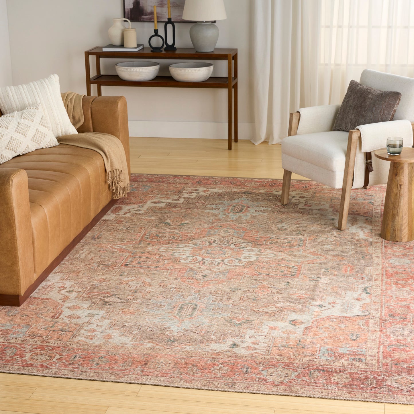 Nourison Home Vintage Washables  Coral Taupe  Traditional