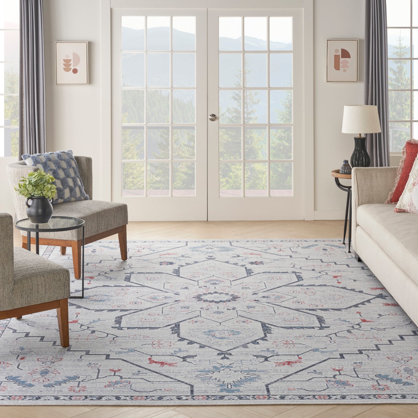 Nourison Home New Concept Washables  Ivory Blue  Contemporary