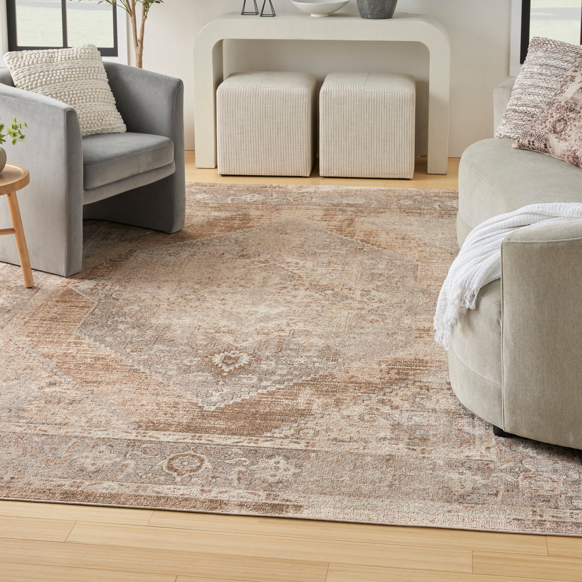 Nourison Home Astra Machine Washable  Beige  Traditional