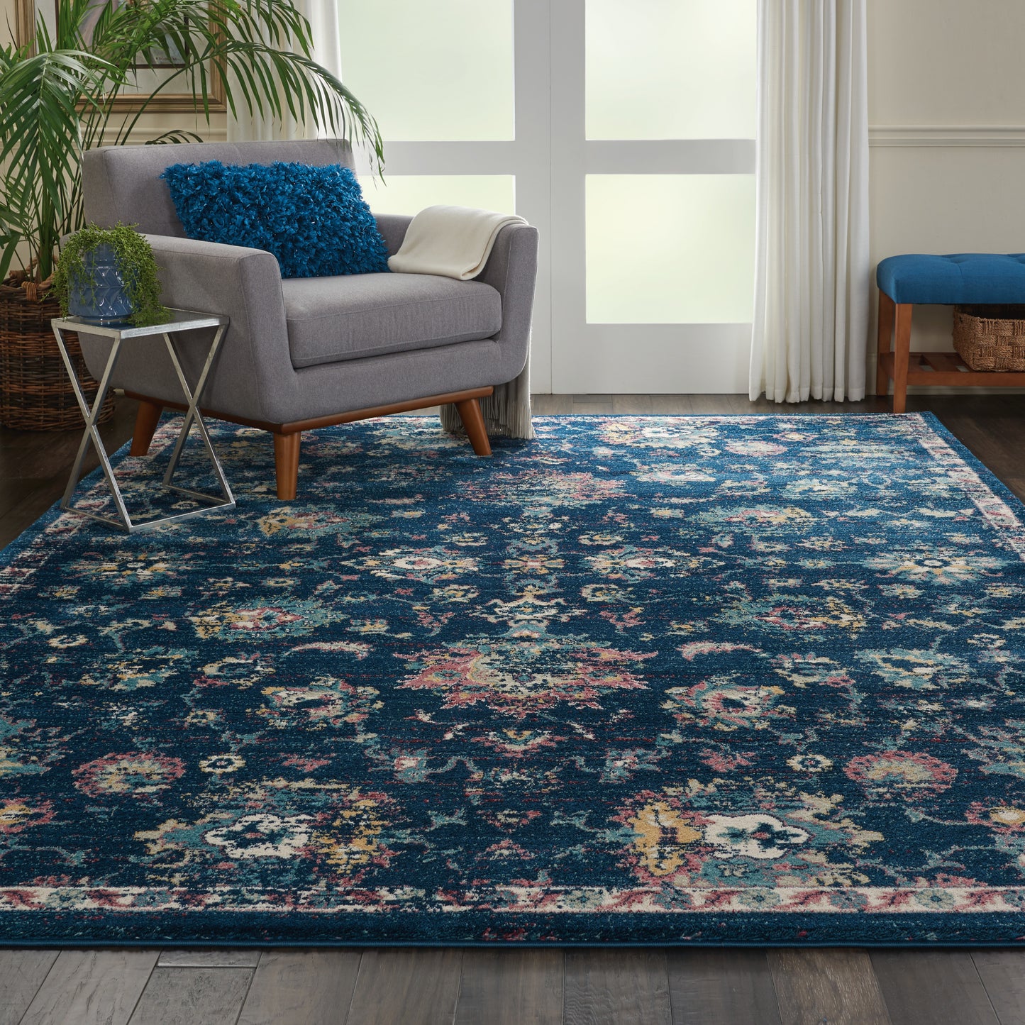 Nourison Home Fusion  Navy Pink  Traditional