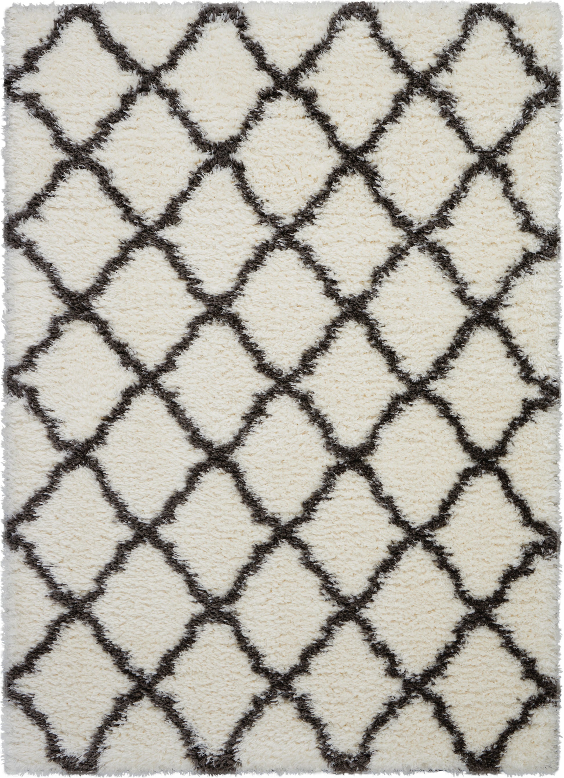 Nourison Home Luxe Shag  Ivory Charcoal  Contemporary