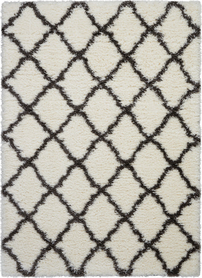 Nourison Home Luxe Shag  Ivory Charcoal  Contemporary