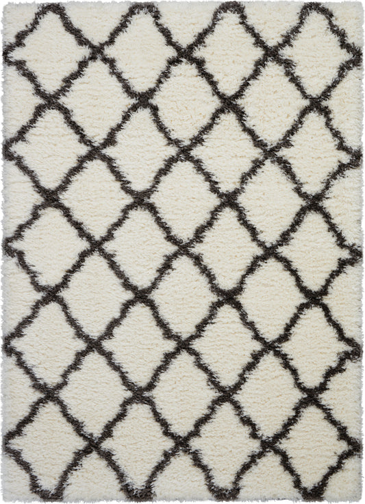 Nourison Home Luxe Shag  Ivory Charcoal  Contemporary