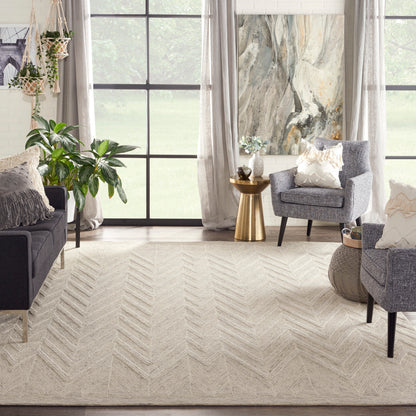 Nourison Home Interlock  Ivory Grey  Contemporary