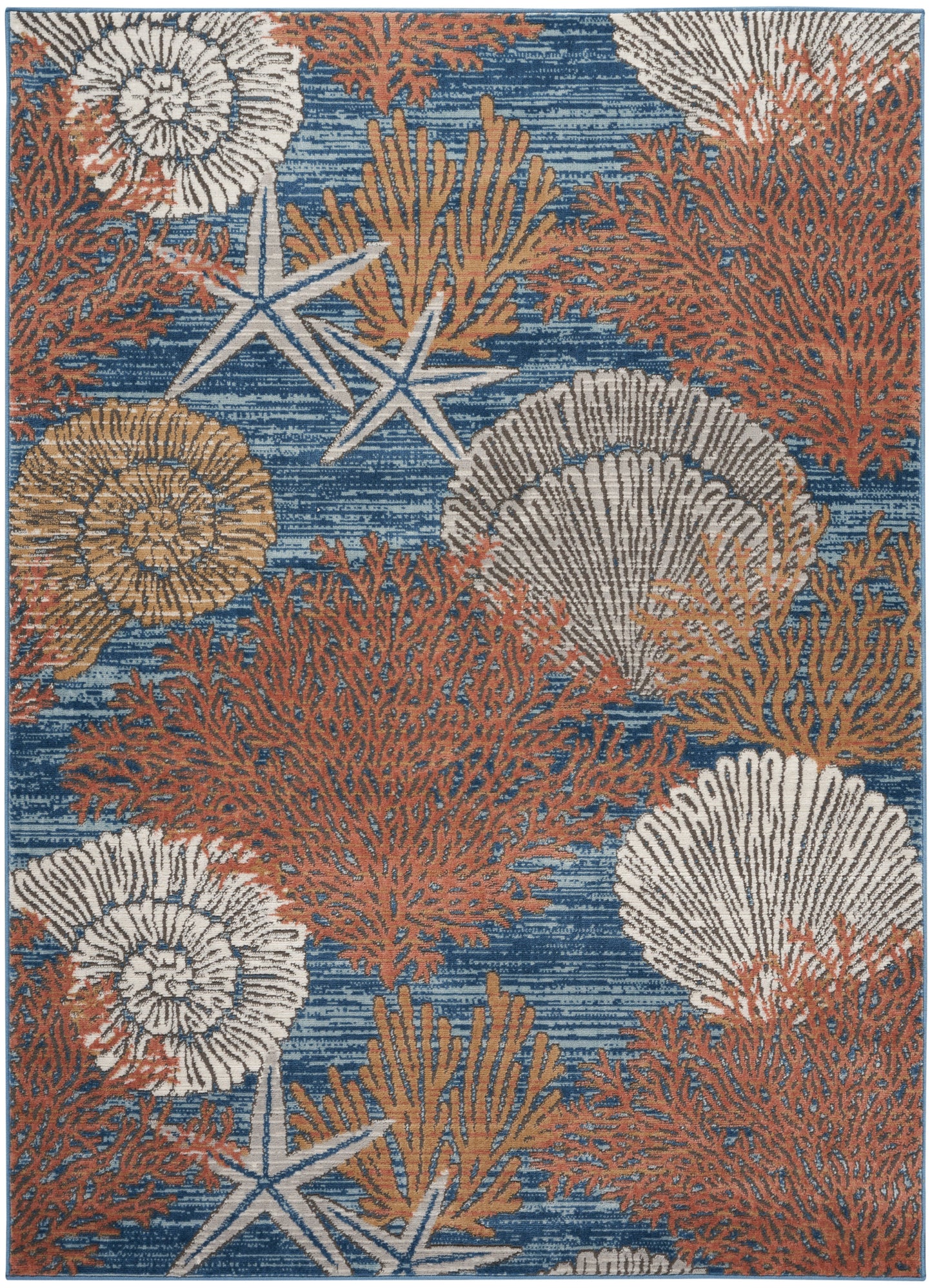 Nourison Home Seaside SDS04 Blue Multicolor Contemporary Power-loomed Rug