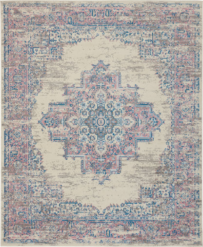 Nourison Home Grafix GRF14 Ivory Pink Transitional Power-loomed Rug