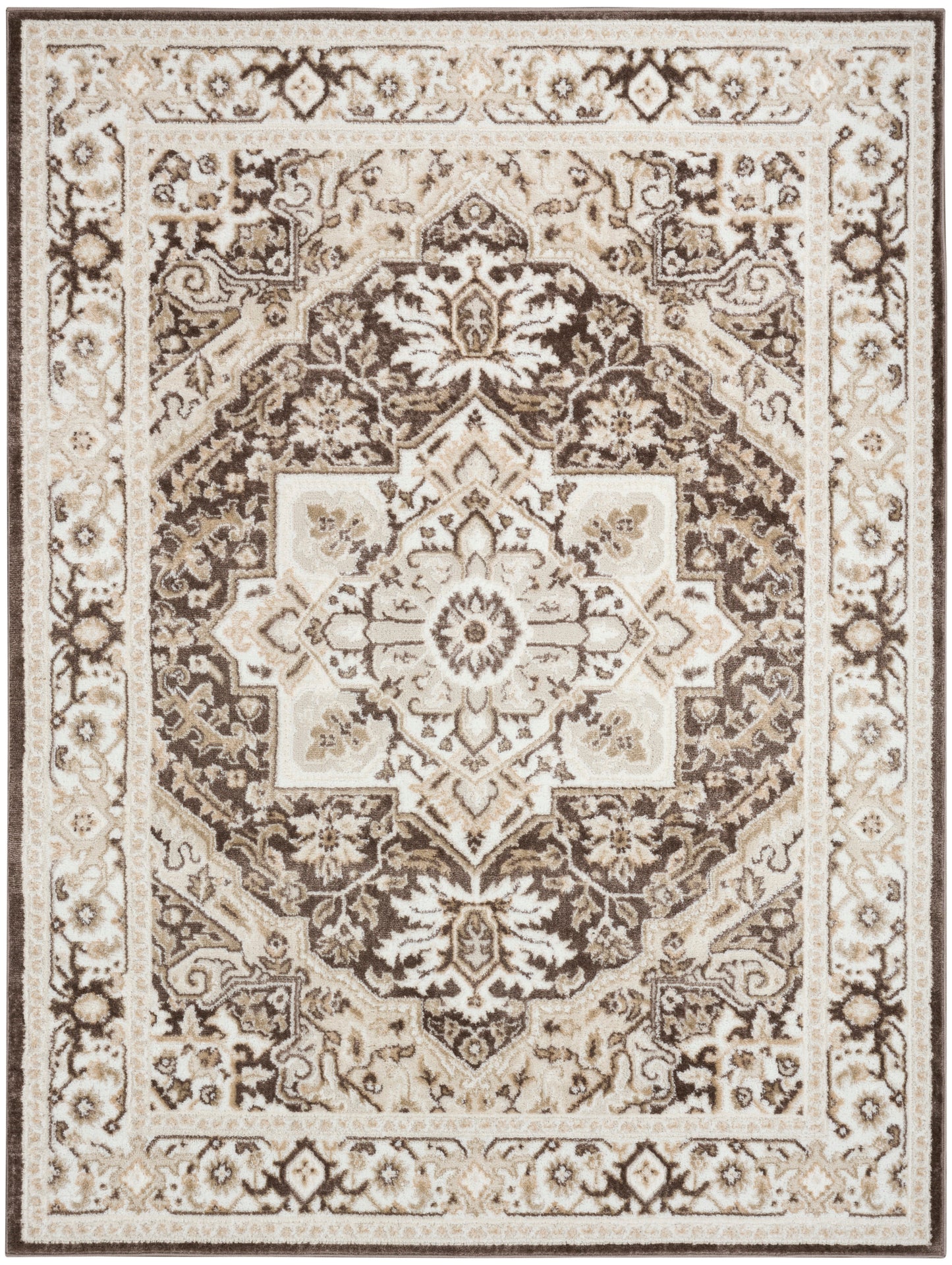 Nourison Home Dekor DEK08 Brown Ivory Traditional Machine Woven Rug