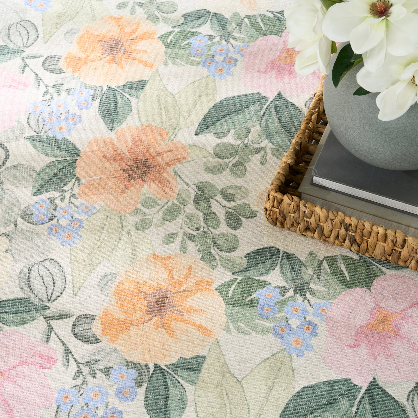 Nourison Home Botanical Washables  Ivory Multicolor  Contemporary