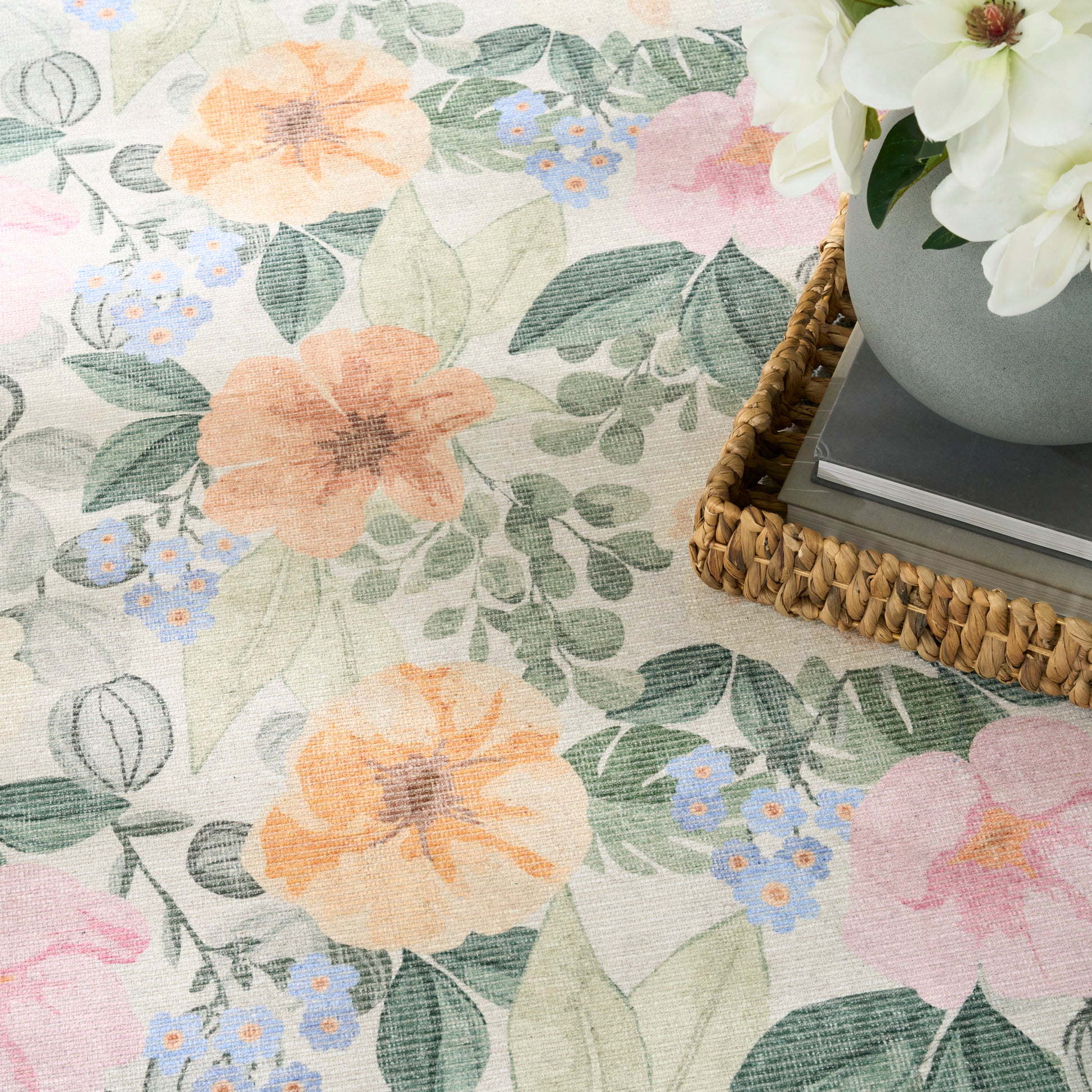 Nourison Home Botanical Washables  Ivory Multicolor  Contemporary