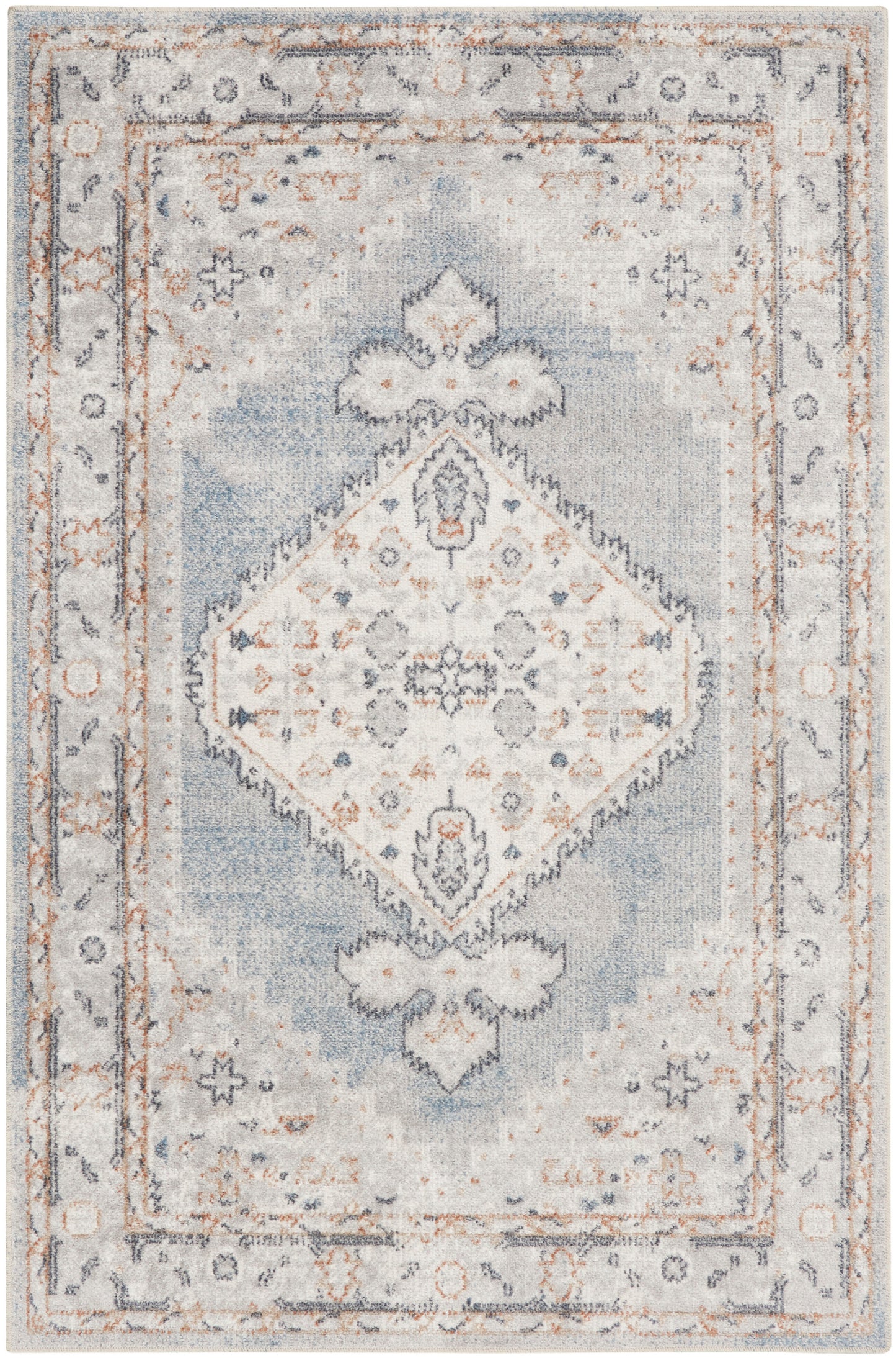 Nourison Home Astra Machine Washable ASW11 Light Blue Traditional Power-loomed Rug