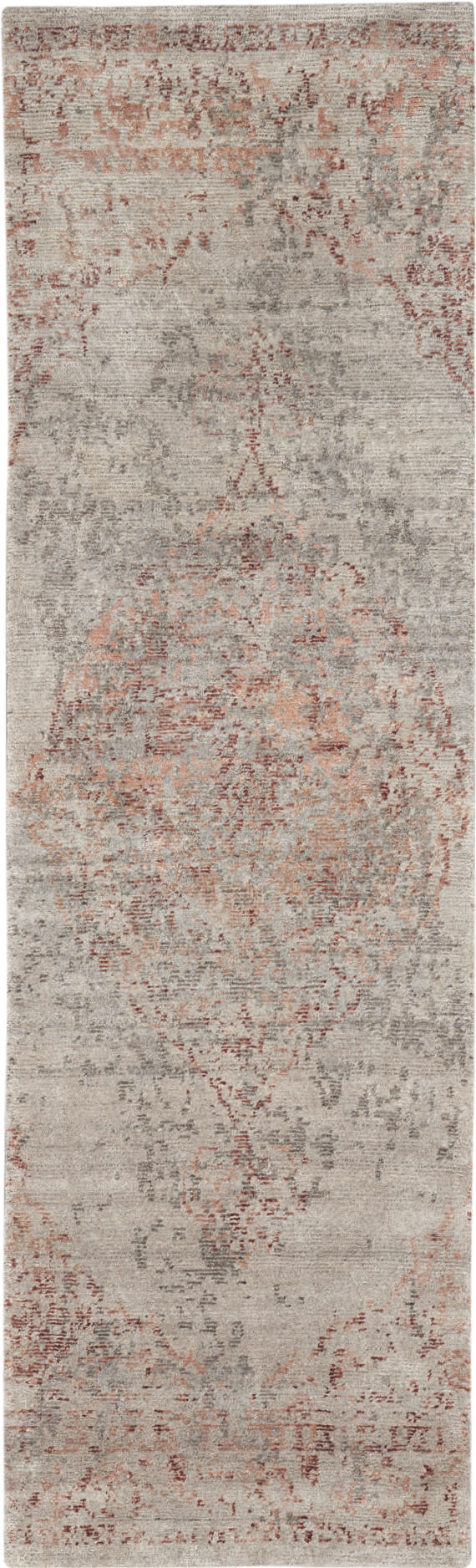 Nourison Home Lucent LCN07 Silver Red Transitional Knotted Rug