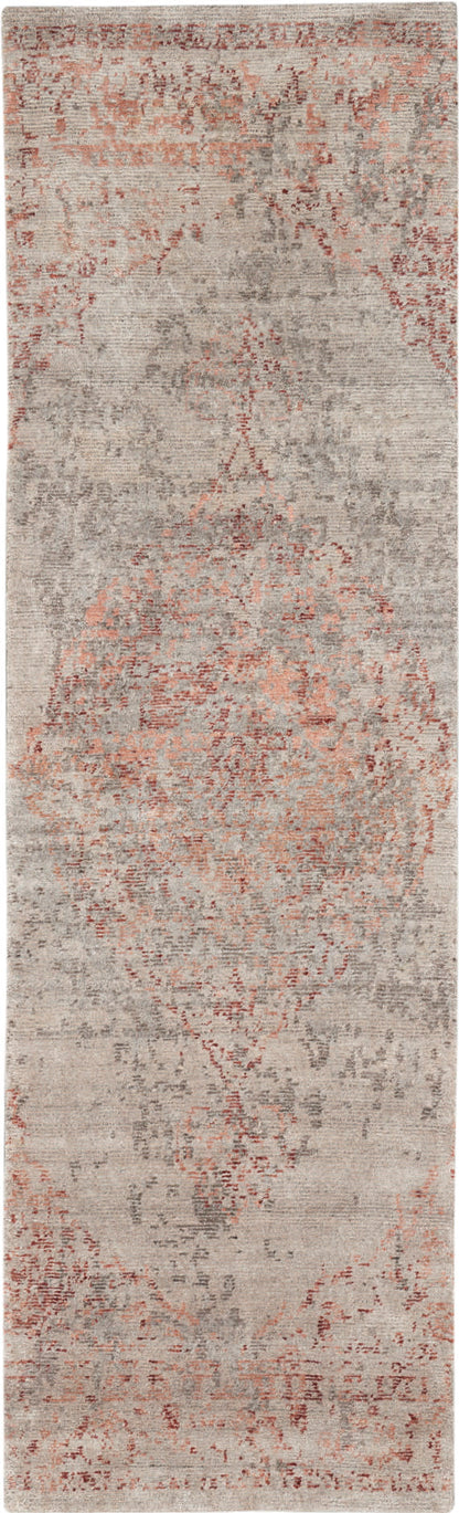 Nourison Home Lucent LCN07 Silver Red Transitional Knotted Rug