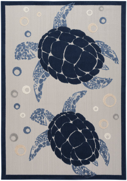 Nourison Home Aloha ALH27 Navy Blue Contemporary Power-loomed Rugs