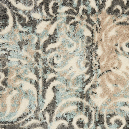 Nourison Home Marmara  Charcoal Teal Ivory  Contemporary