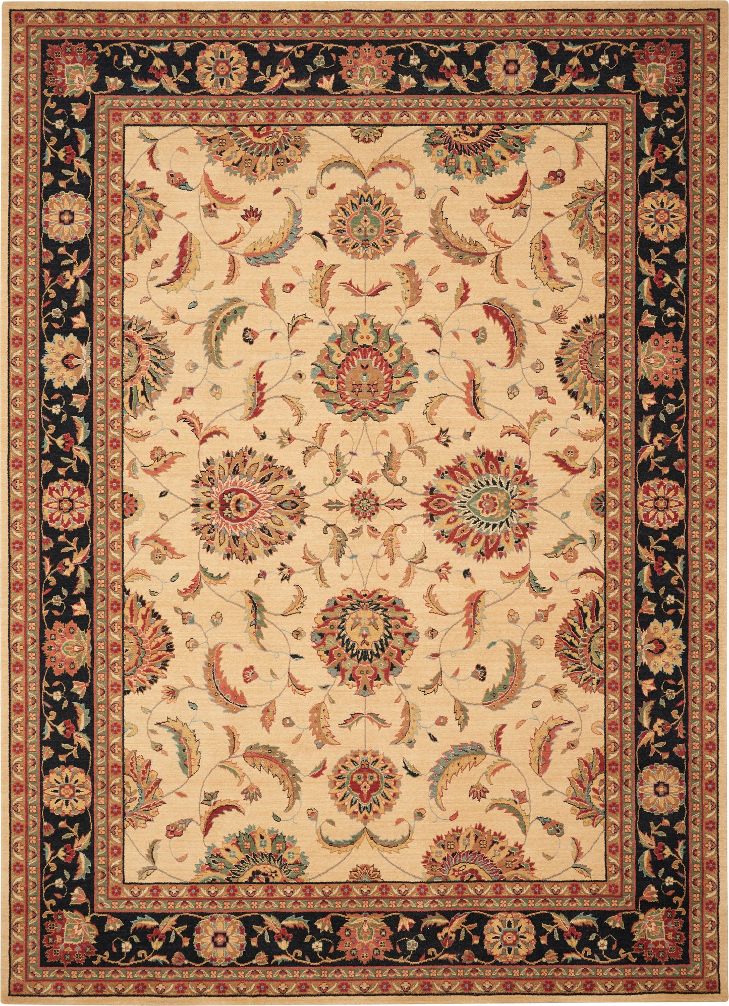 Nourison Home Living Treasures LI04 Ivory Black Traditional Loom-woven Rug