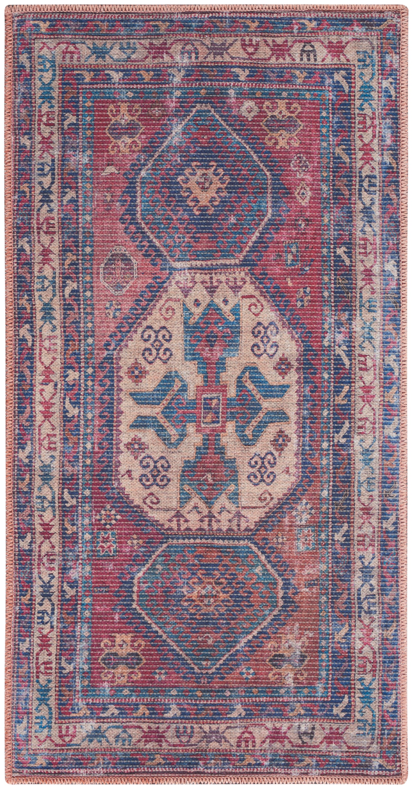 Nourison Home New Concept Washables SR105 Red Navy Traditional Machine Woven Rug