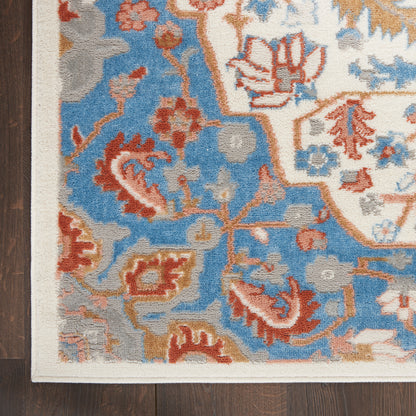 Nourison Home Elation  Ivory Blue  Traditional