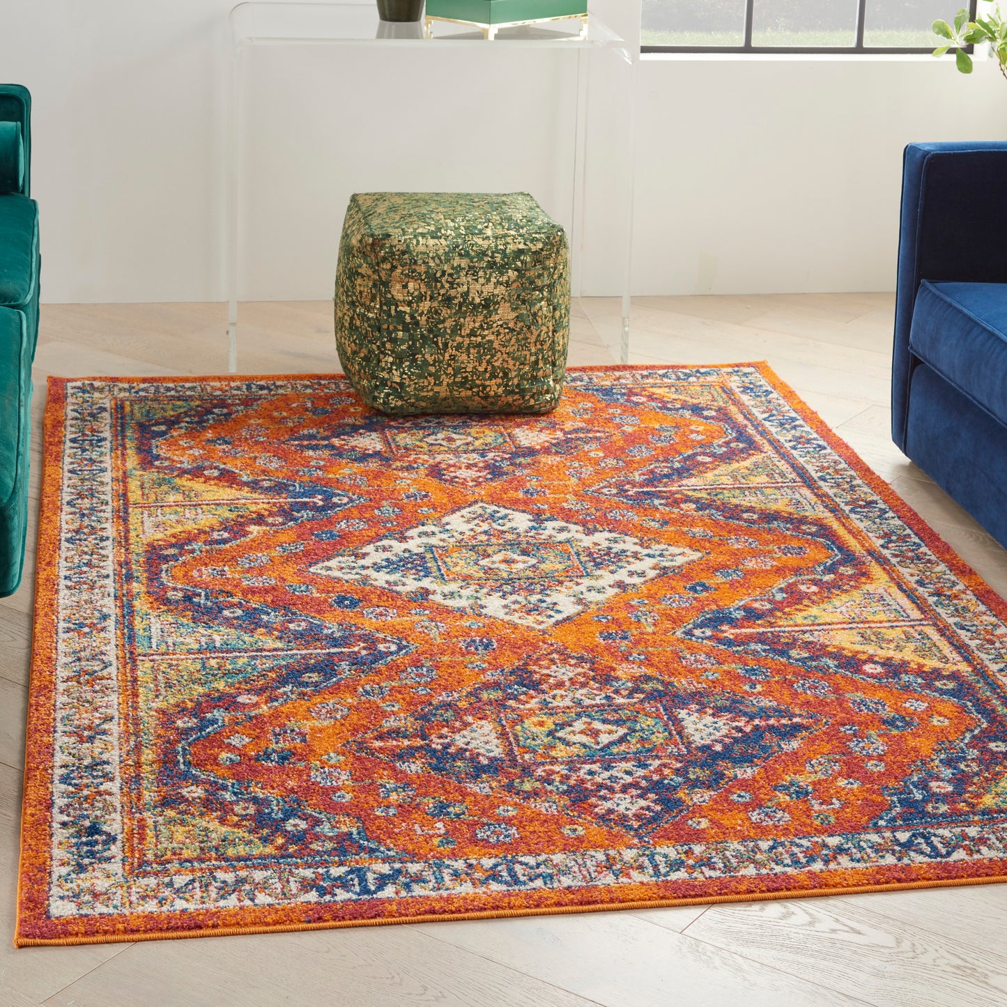 Nourison Home Allur  Orange Multicolor  Transitional