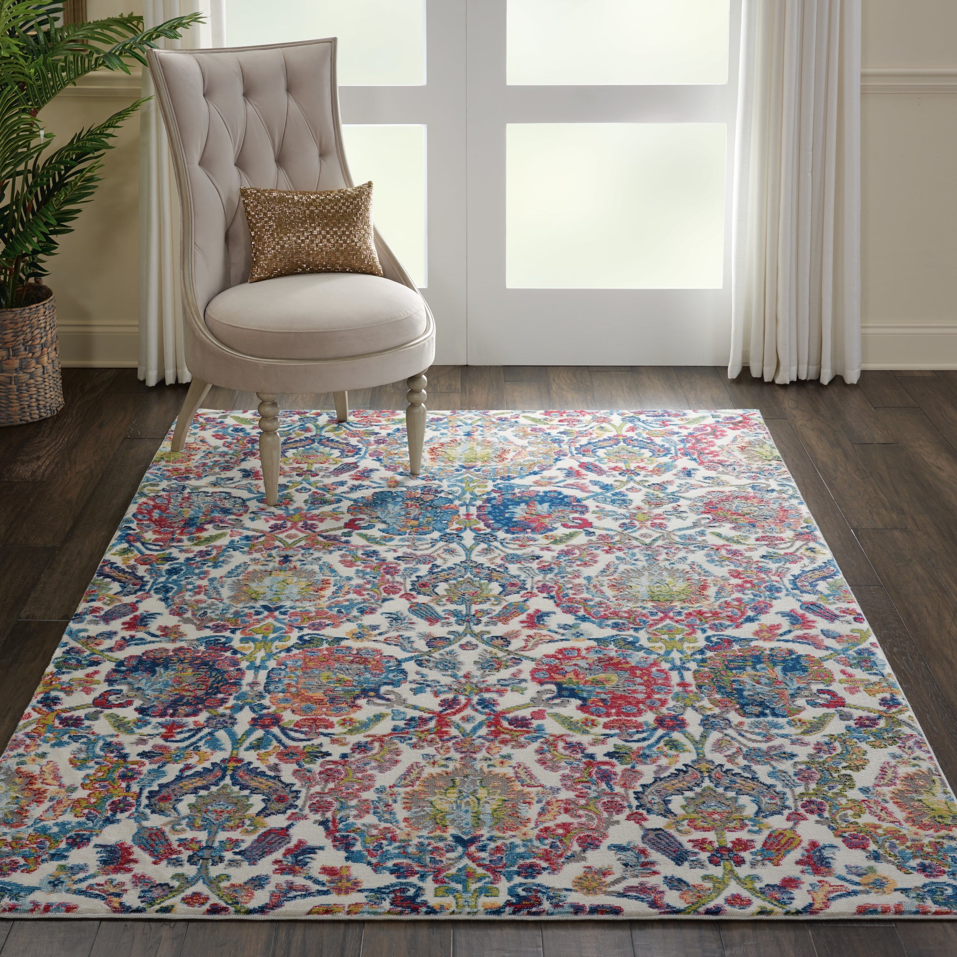 Nourison Home Ankara Global  Ivory Blue  Transitional