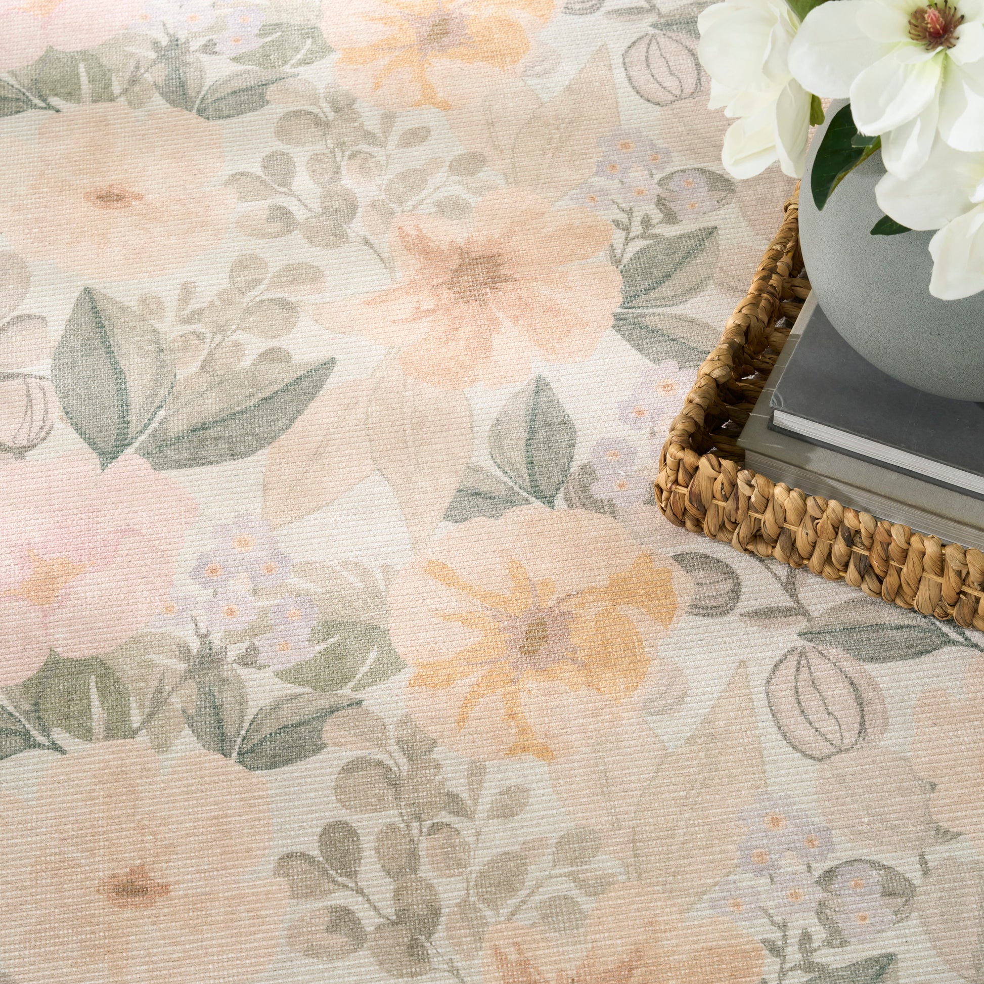 Nourison Home Botanical Washables  Beige Multicolor  Contemporary