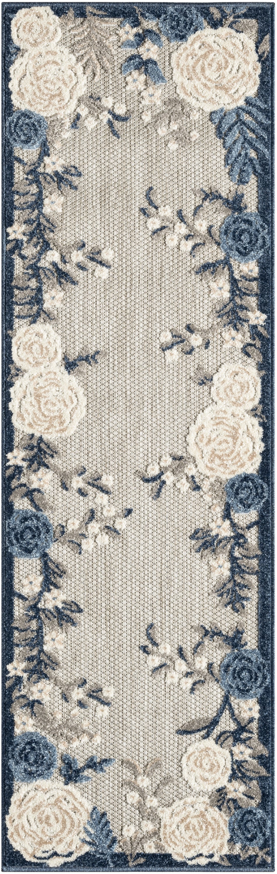 Nourison Home Aloha ALH32 Blue Grey Contemporary Power-loomed Rugs