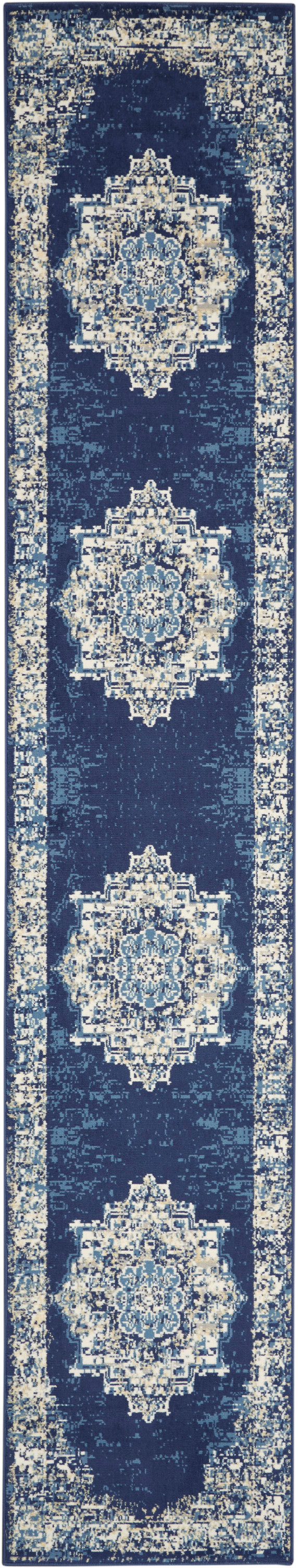 Nourison Home Grafix GRF14 Navy Blue Transitional Power-loomed Rug
