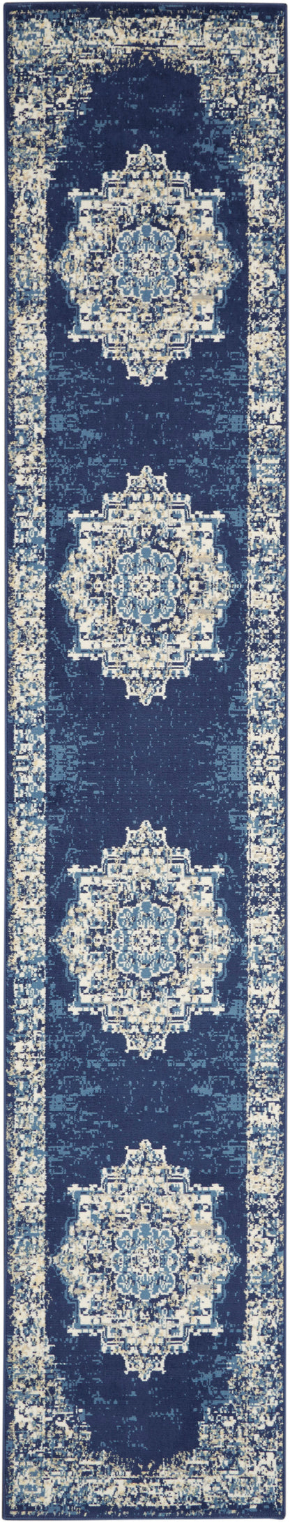 Nourison Home Grafix GRF14 Navy Blue Transitional Power-loomed Rug