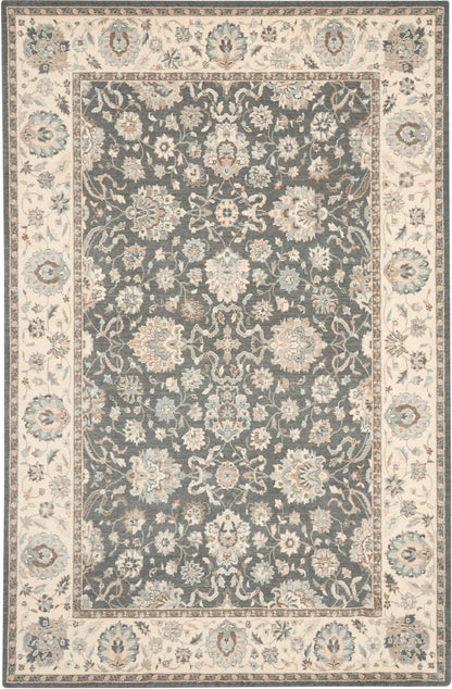 Nourison Home Living Treasures LI16 Grey Ivory Traditional Loom-woven Rug