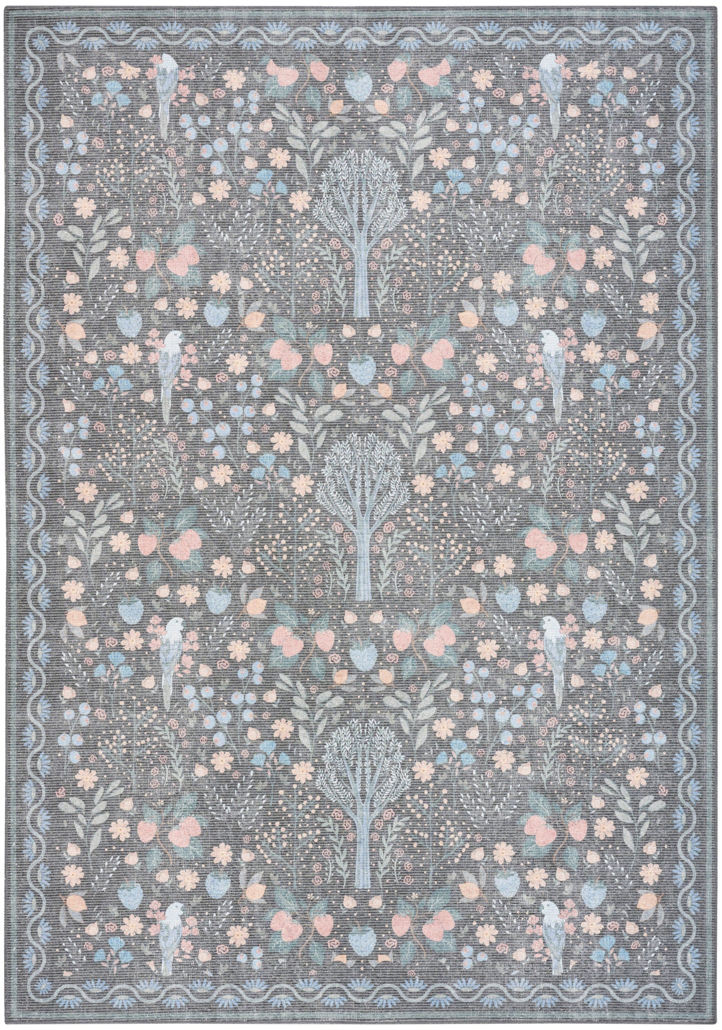 Nourison Home Botanical Washables BOT04 Charcoal Multicolor Contemporary Machine Woven Rug
