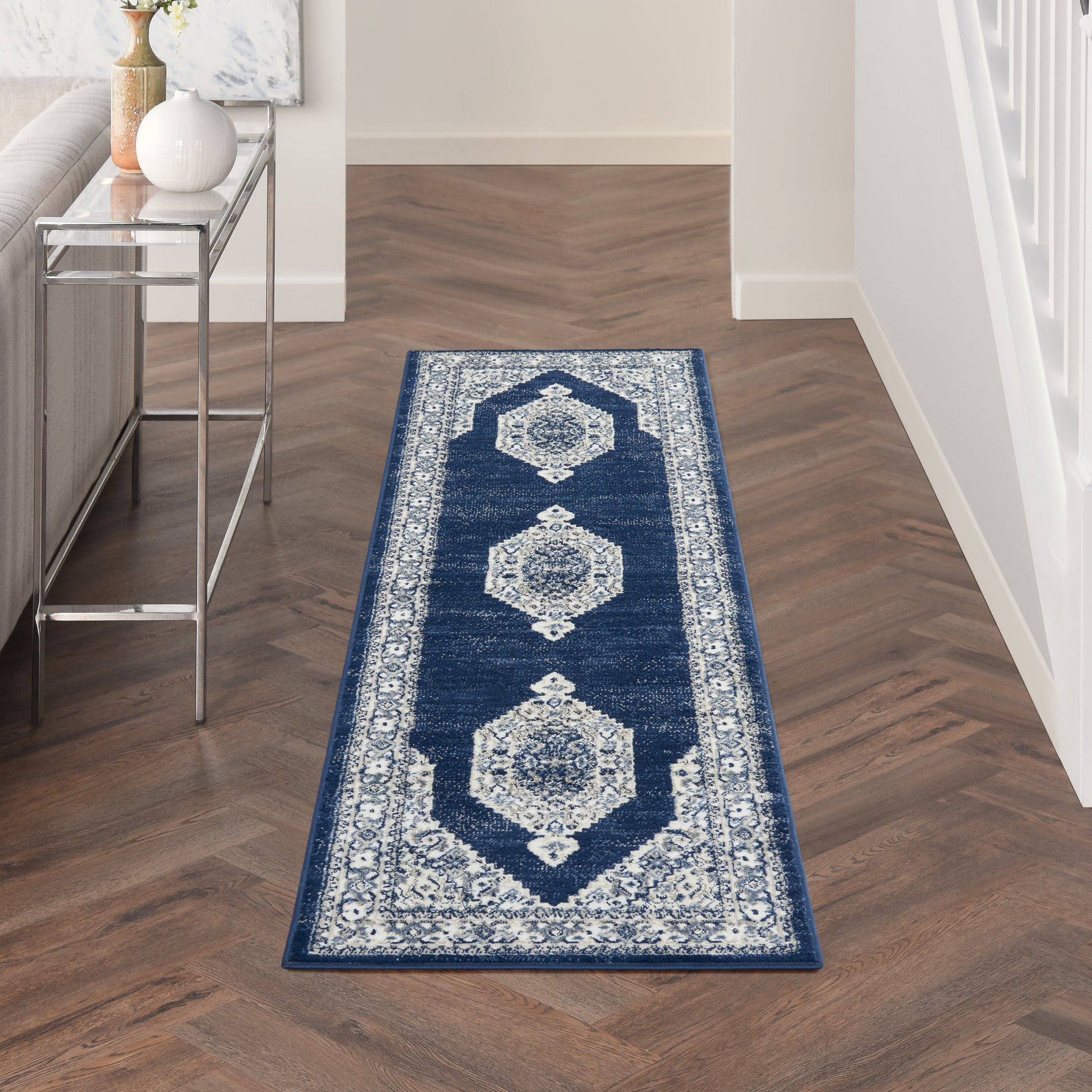 Nourison Home Cyrus  Ivory Navy  Traditional