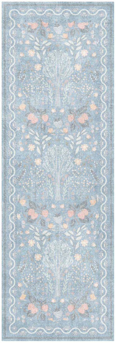 Nourison Home Botanical Washables BOT04 Light Blue Multicolor Contemporary Machine Woven Rug