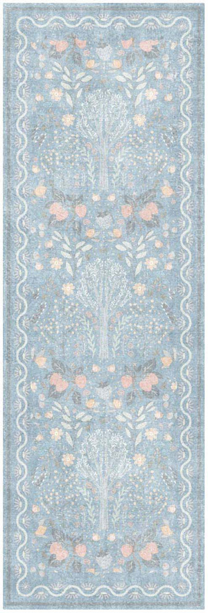 Nourison Home Botanical Washables BOT04 Light Blue Multicolor Contemporary Machine Woven Rug