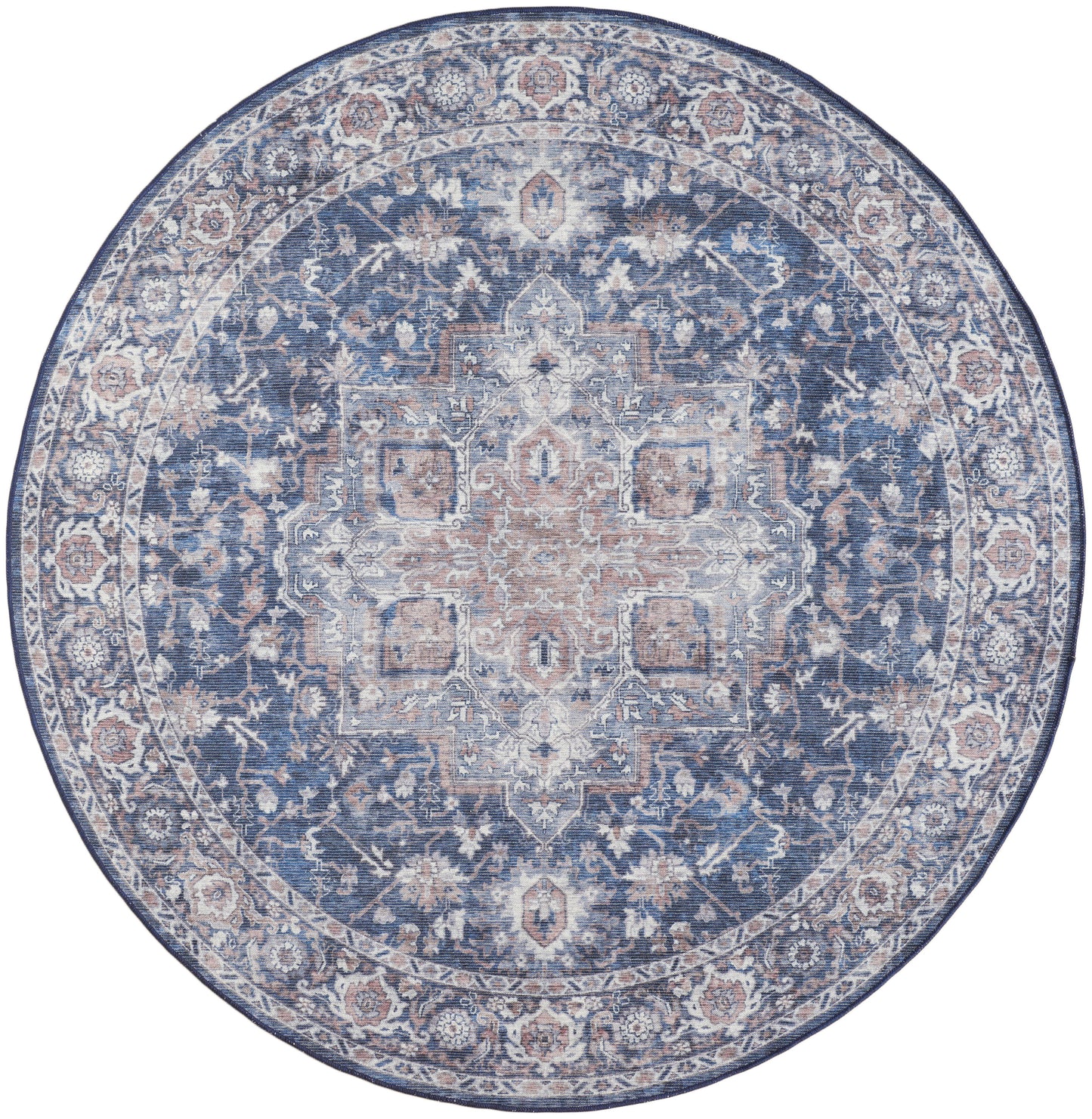 Nourison Home New Concept Washables SR101 Ivory Navy Traditional Machine Woven Rug