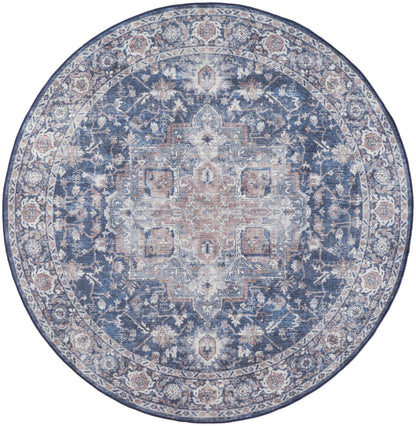 Nourison Home New Concept Washables SR101 Ivory Navy Traditional Machine Woven Rug