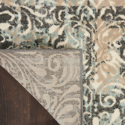 Nourison Home Marmara  Charcoal Teal Ivory  Contemporary