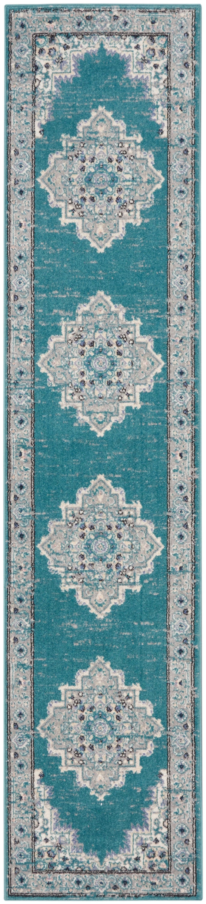 Nourison Home Passion PSN03 Turquoise Grey Transitional Power-loomed Rugs