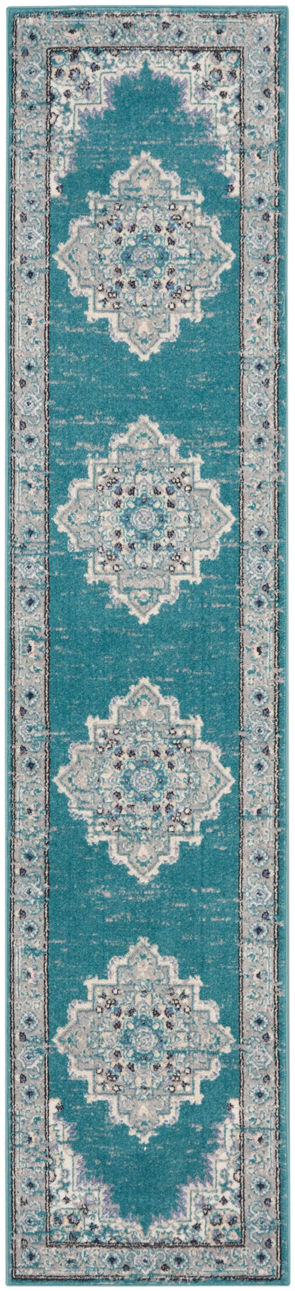 Nourison Home Passion PSN03 Turquoise Grey Transitional Power-loomed Rugs