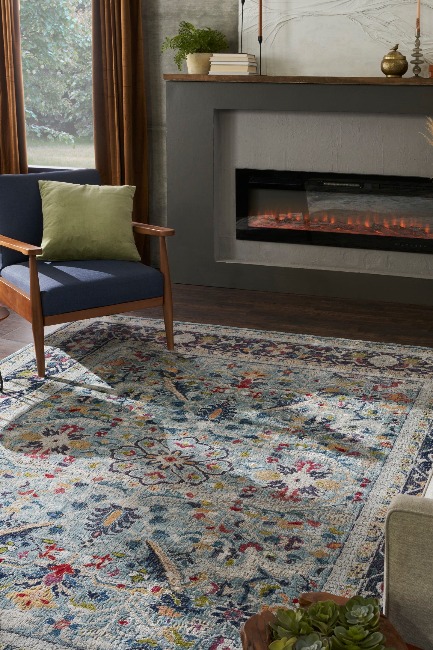 Nourison Home Ankara Global  Teal Multicolor  Traditional