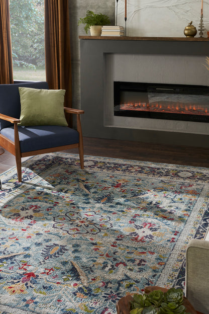 Nourison Home Ankara Global  Teal Multicolor  Traditional