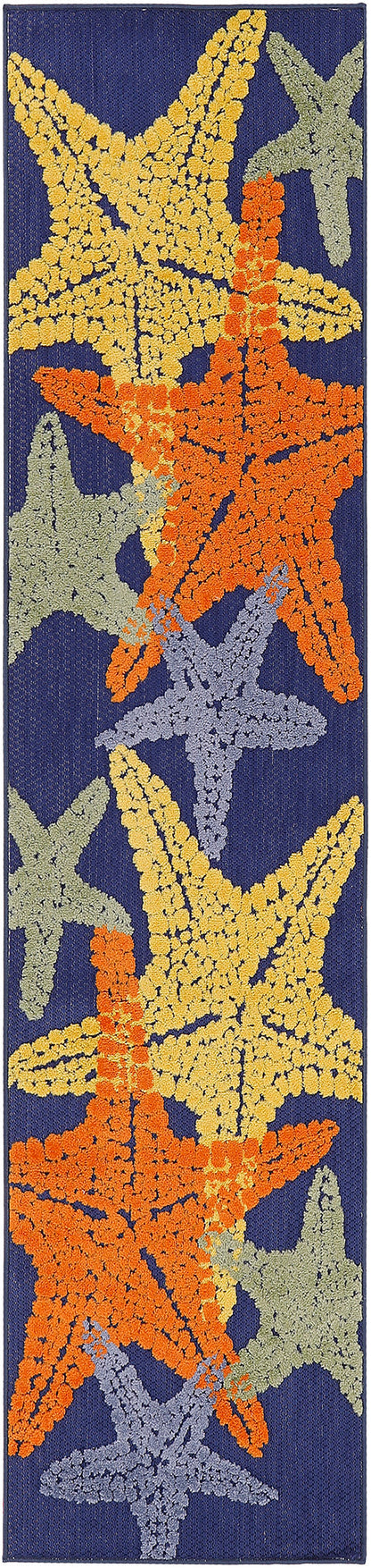Nourison Home Aloha ALH28 Blue Multicolor Contemporary Power-loomed Rugs