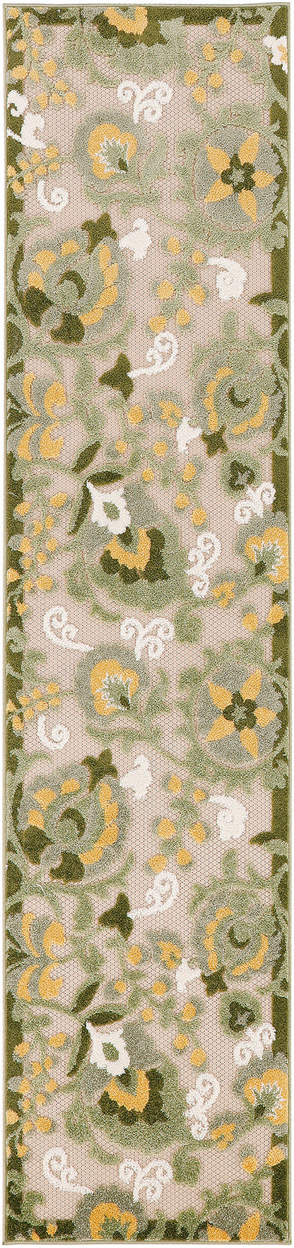 Nourison Home Aloha ALH17 Ivory Green Contemporary Power-loomed Rugs