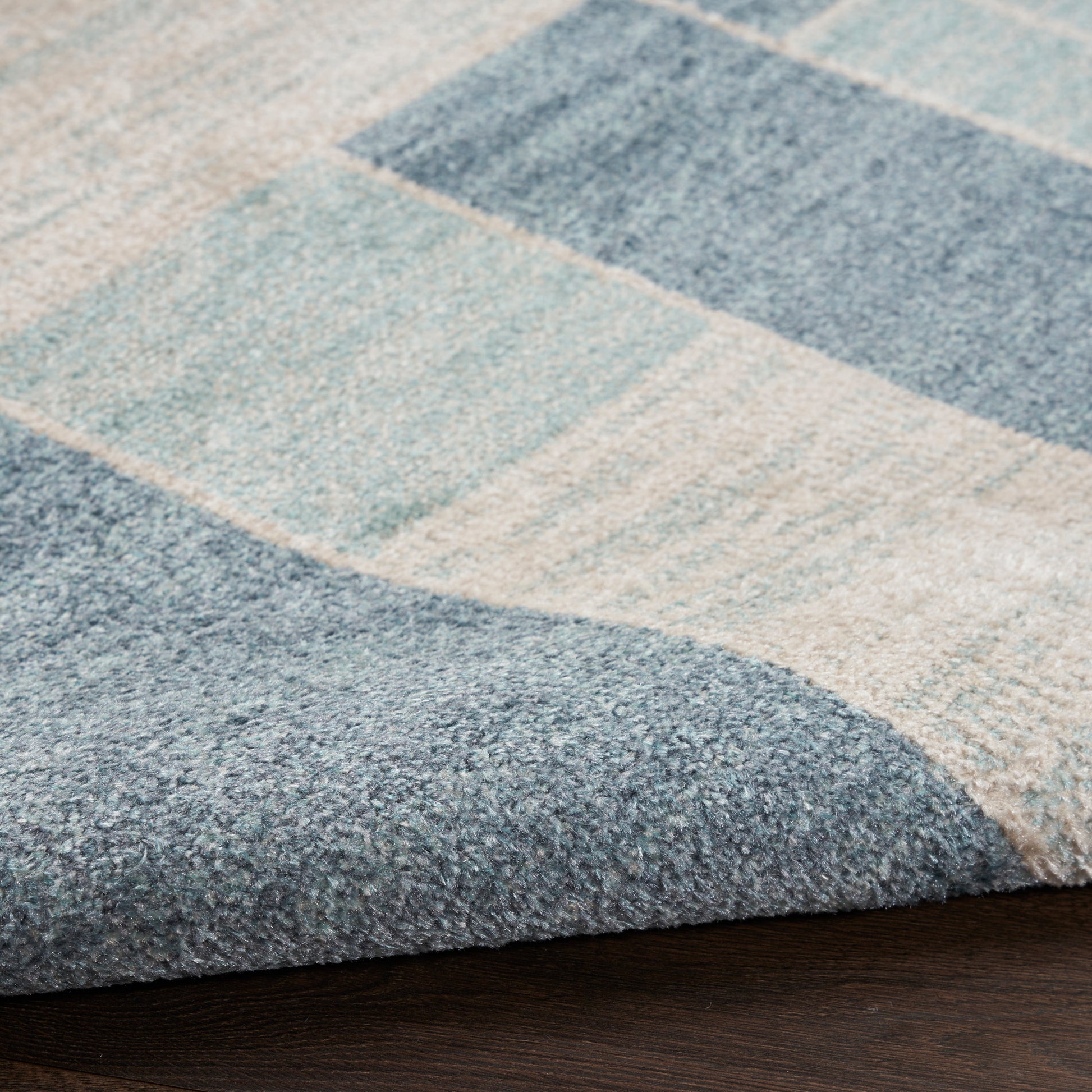 Nourison Home Astra Machine Washable  Blue Ivory  Contemporary