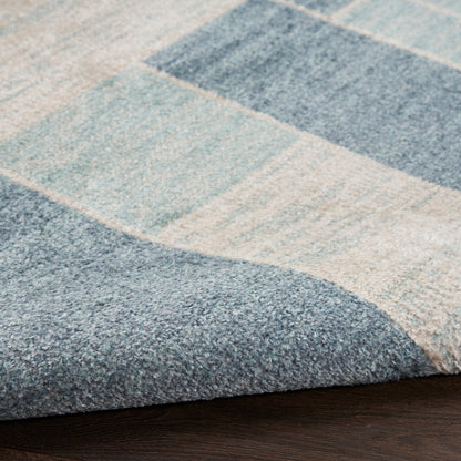 Nourison Home Astra Machine Washable  Blue Ivory  Contemporary