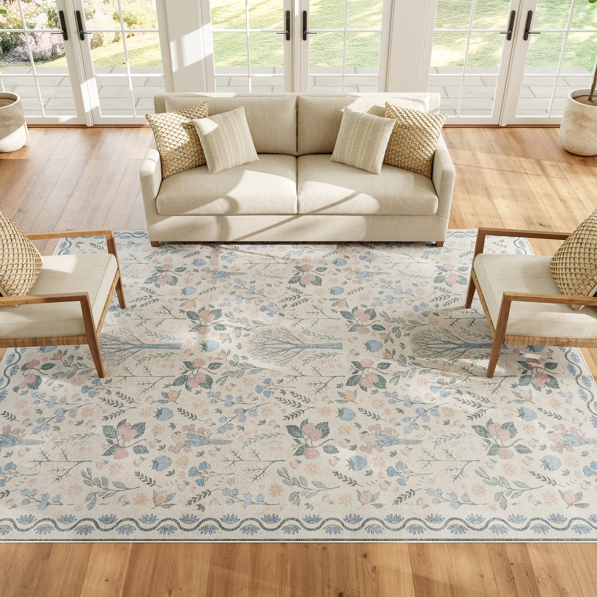 Nourison Home Botanical Washables  Ivory Multicolor  Contemporary