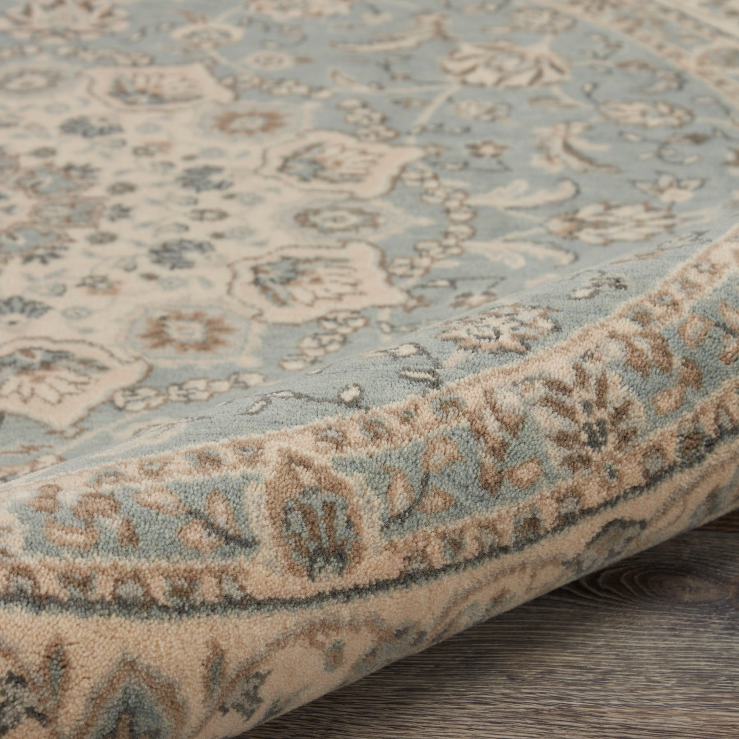 Nourison Home Living Treasures  Aqua Ivory  Traditional