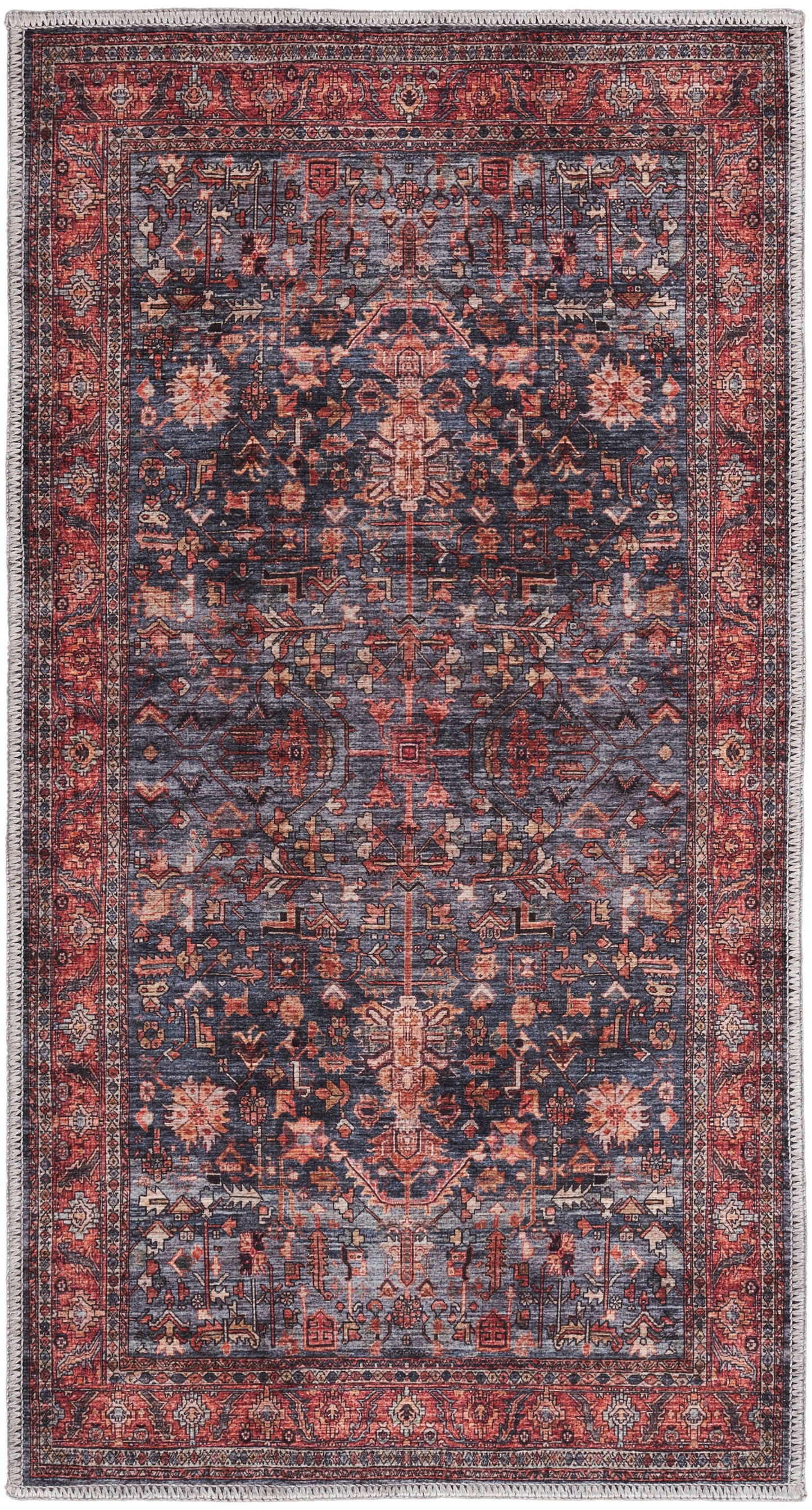 Nourison Home Grand Washables GRW02 Navy Brick Traditional Power-loomed Rug