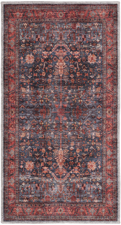 Nourison Home Grand Washables GRW02 Navy Brick Traditional Power-loomed Rug