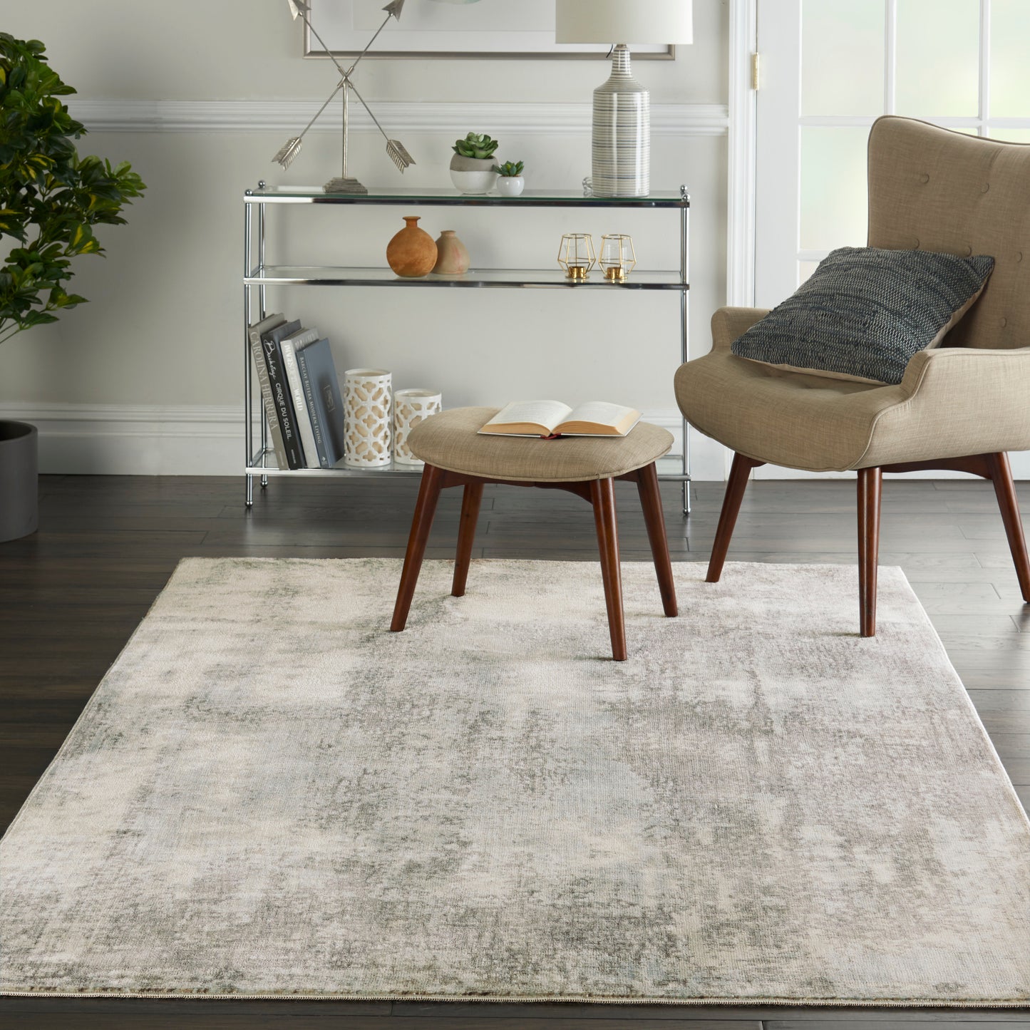 Nourison Home Etchings  Grey Light Blue  Contemporary