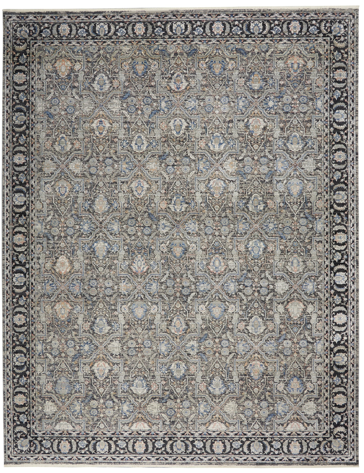 Nourison Home Starry Nights STN10 Grey Navy Traditional Loom-woven Rug