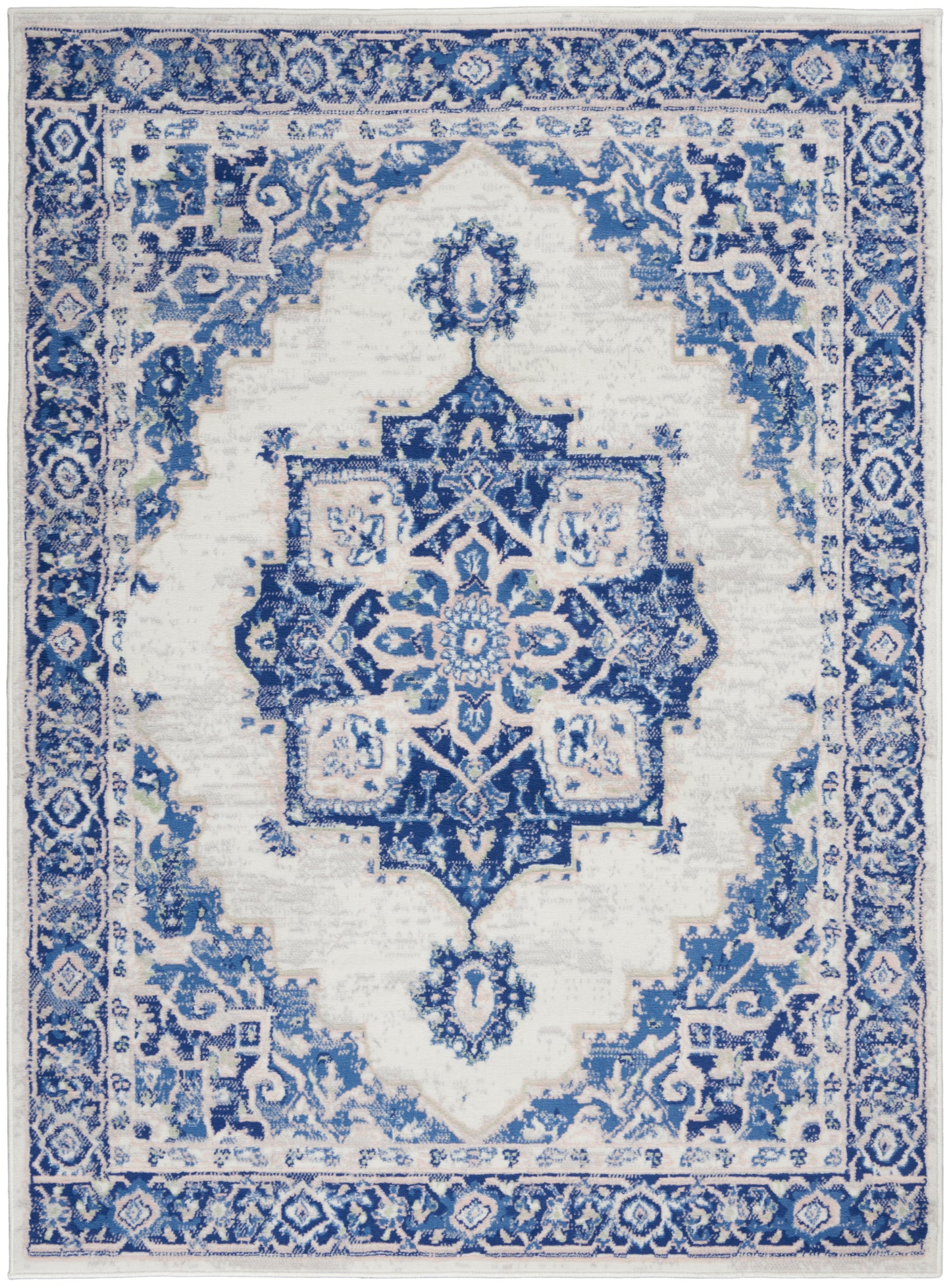 Nourison Home Whimsicle WHS03 Ivory Blue Transitional Power-loomed Rug